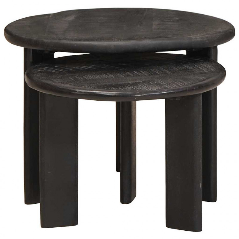 Nesting Stoły Kawowe 2 pcs Biały Drewno z mango