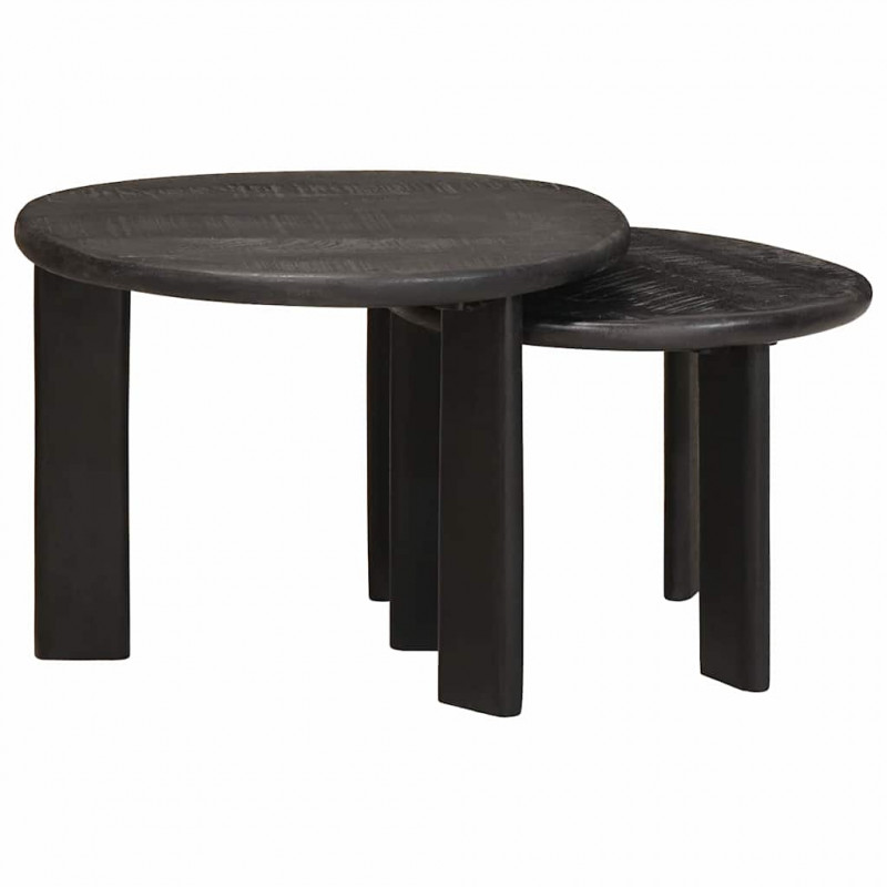 Nesting Stoły Kawowe 2 pcs Biały Drewno z mango