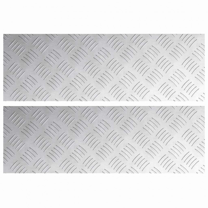 Stopień Prostokątny 2 pcs Srebrny 60 x 20 cm Aluminium