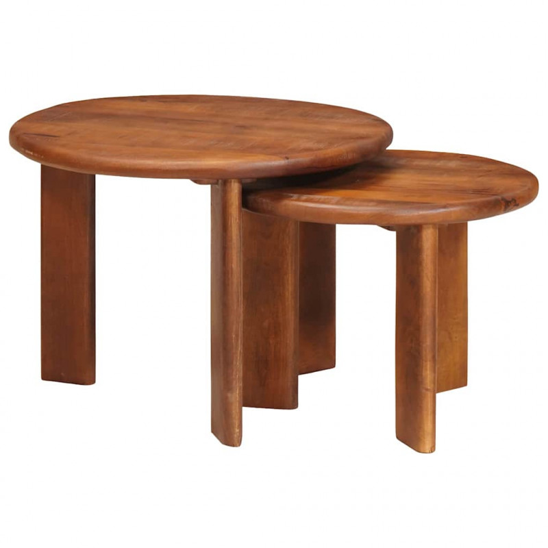 Nesting Stoły Kawowe 2 pcs Miodowy brąz Drewno z mango