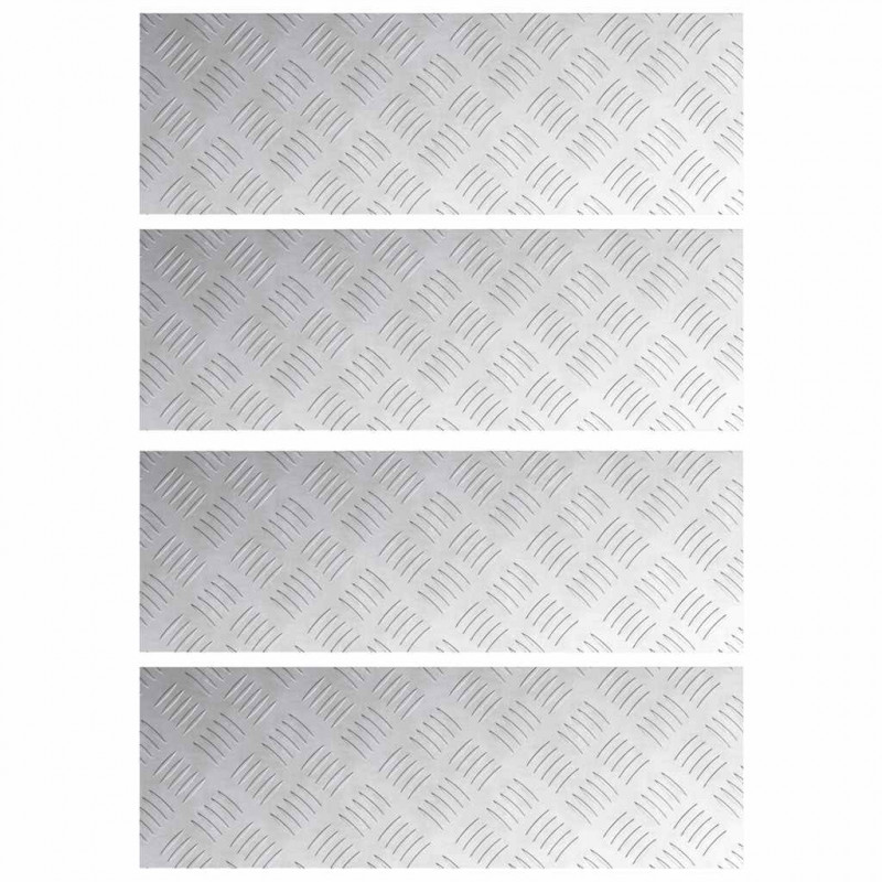 Stopień Prostokątny 4 pcs Srebrny 60 x 20 cm Aluminium