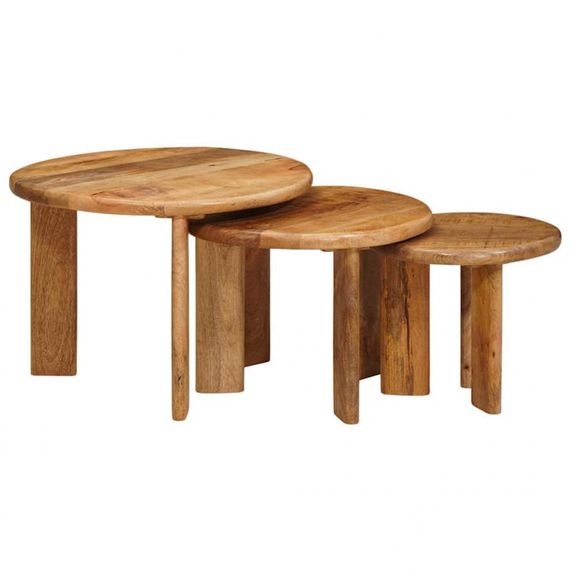 Nesting Stoły Kawowe 3 pcs Brązowy Drewno z mango