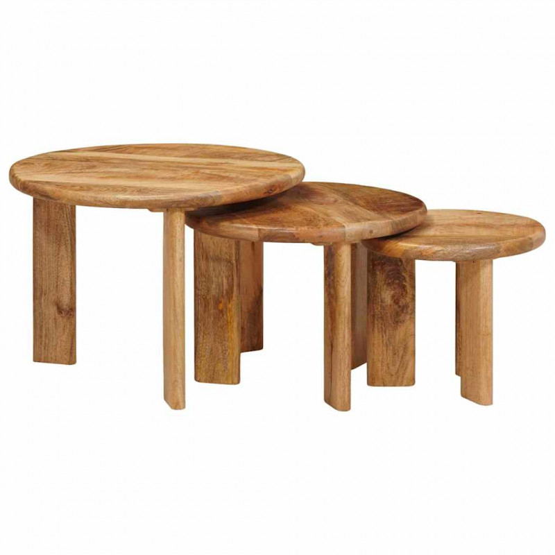 Nesting Stoły Kawowe 3 pcs Brązowy Drewno z mango