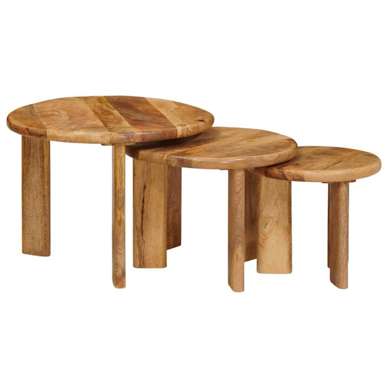 Nesting Stoły Kawowe 3 pcs Brązowy Drewno z mango