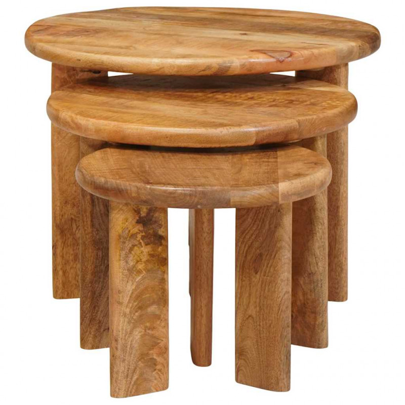 Nesting Stoły Kawowe 3 pcs Brązowy Drewno z mango