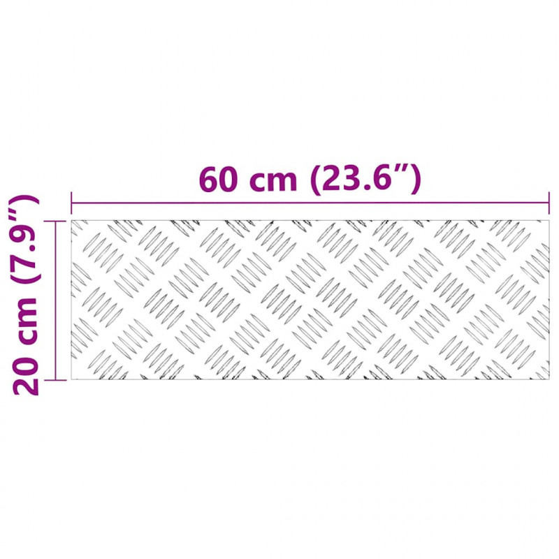 Stopień Prostokątny 4 pcs Srebrny 60 x 20 cm Aluminium
