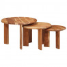 Nesting Stoły Kawowe 3 pcs Brązowy Lite Drewno Akacji