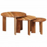 Nesting Stoły Kawowe 3 pcs Brązowy Lite Drewno Akacji