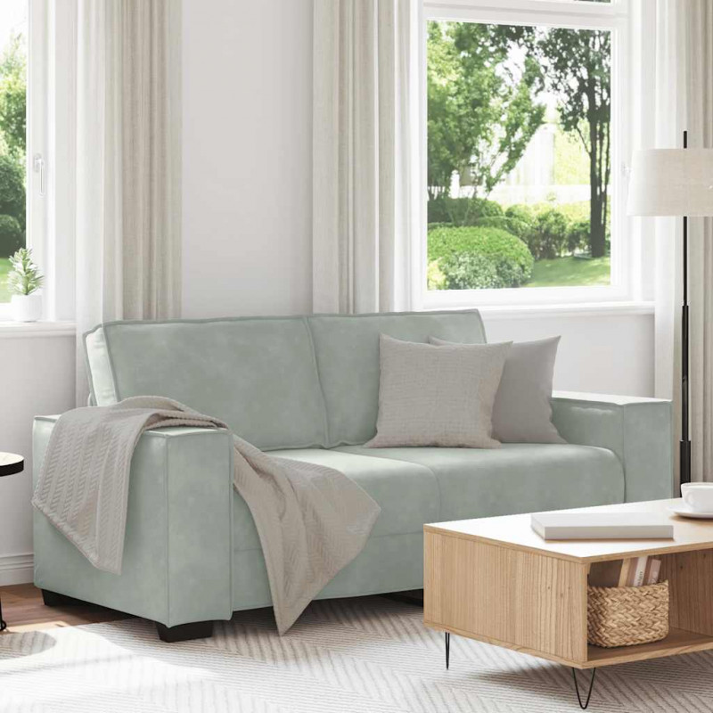 Sofa 2-osobowa, jasnoszara, 180x78x84 cm, tapicerowana aksamitem