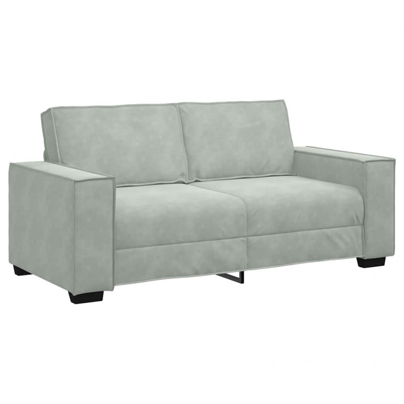 Sofa 2-osobowa, jasnoszara, 180x78x84 cm, tapicerowana aksamitem