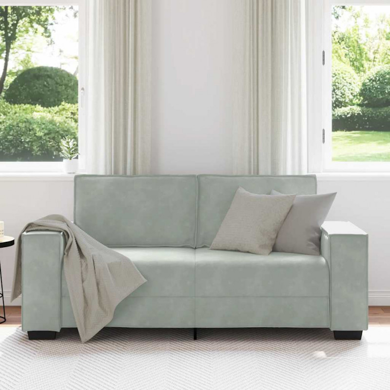 Sofa 2-osobowa, jasnoszara, 180x78x84 cm, tapicerowana aksamitem