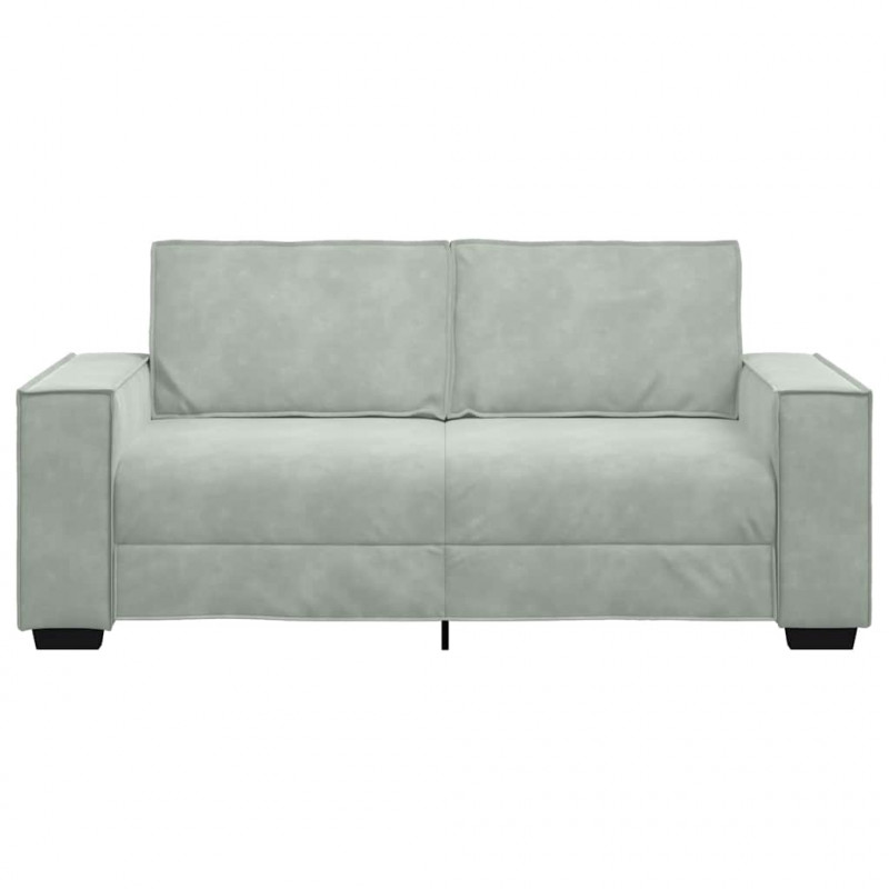 Sofa 2-osobowa, jasnoszara, 180x78x84 cm, tapicerowana aksamitem