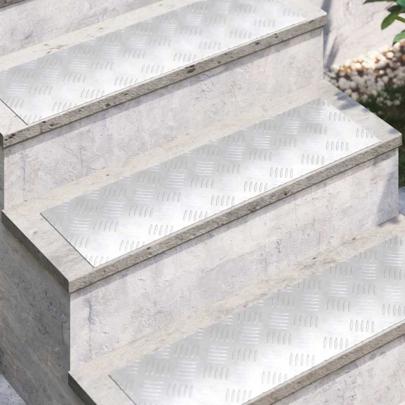 Stopień Prostokątny 2 pcs Srebrny 70 x 20 cm Aluminium