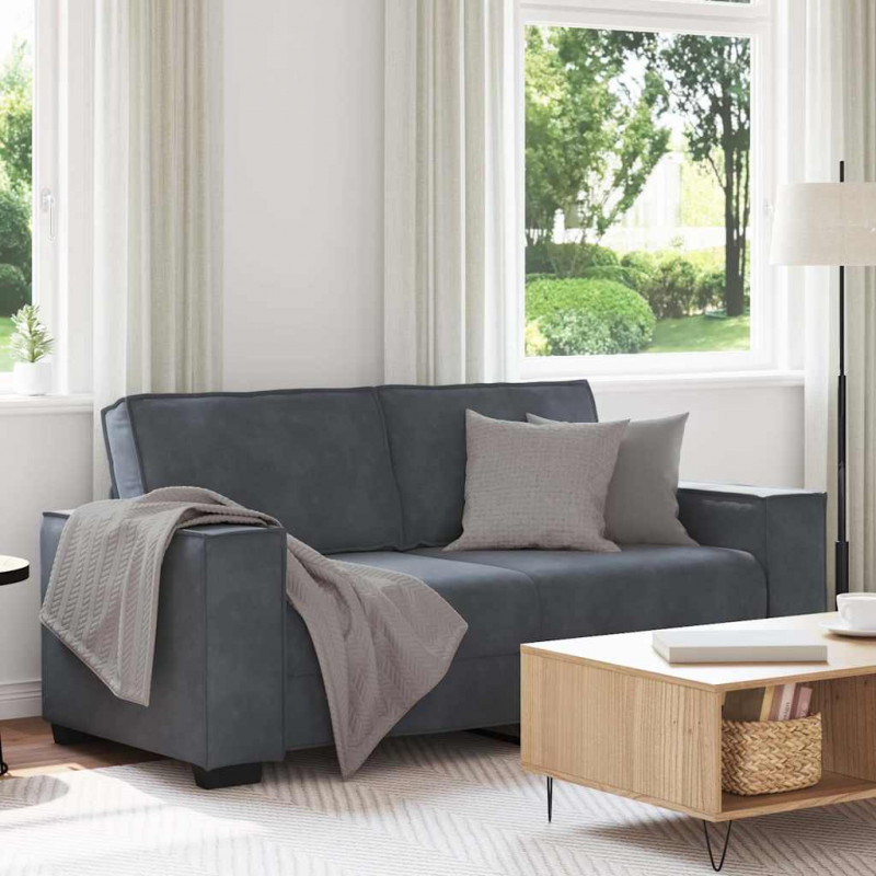 Sofa 2-osobowa, ciemnoszary, 180x78x84 cm, tapicerowana aksamitem