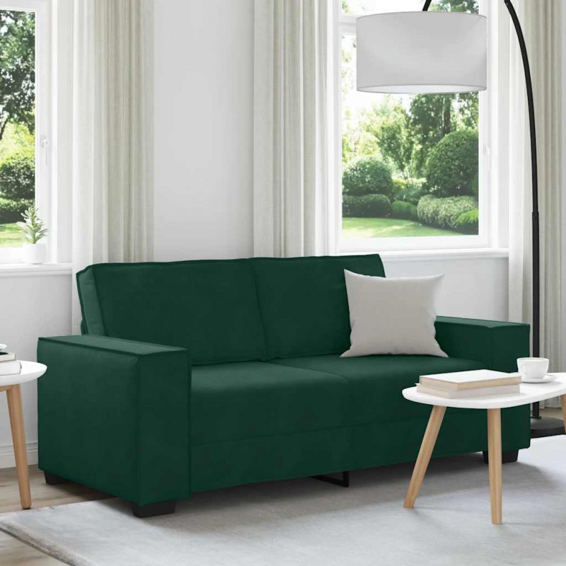 Sofa 2-osobowa, ciemnozielona, 180x78x84 cm, tapicerowana aksamitem