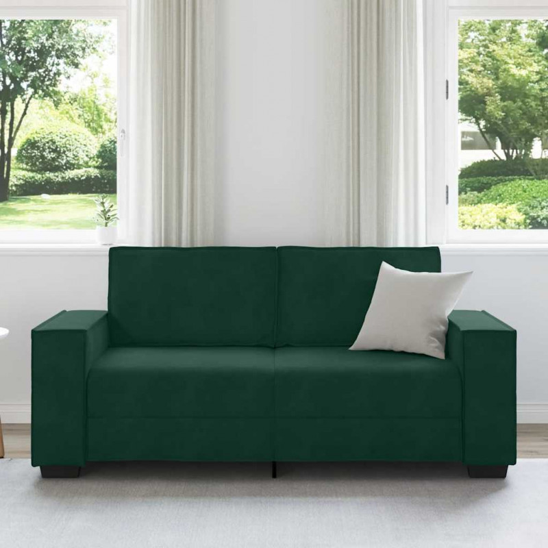 Sofa 2-osobowa, ciemnozielona, 180x78x84 cm, tapicerowana aksamitem