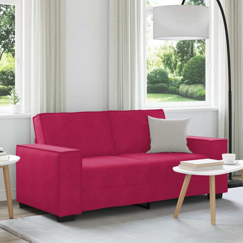 Sofa 2-osobowa, winna czerwień, 180x78x84 cm, tapicerowana aksamitem