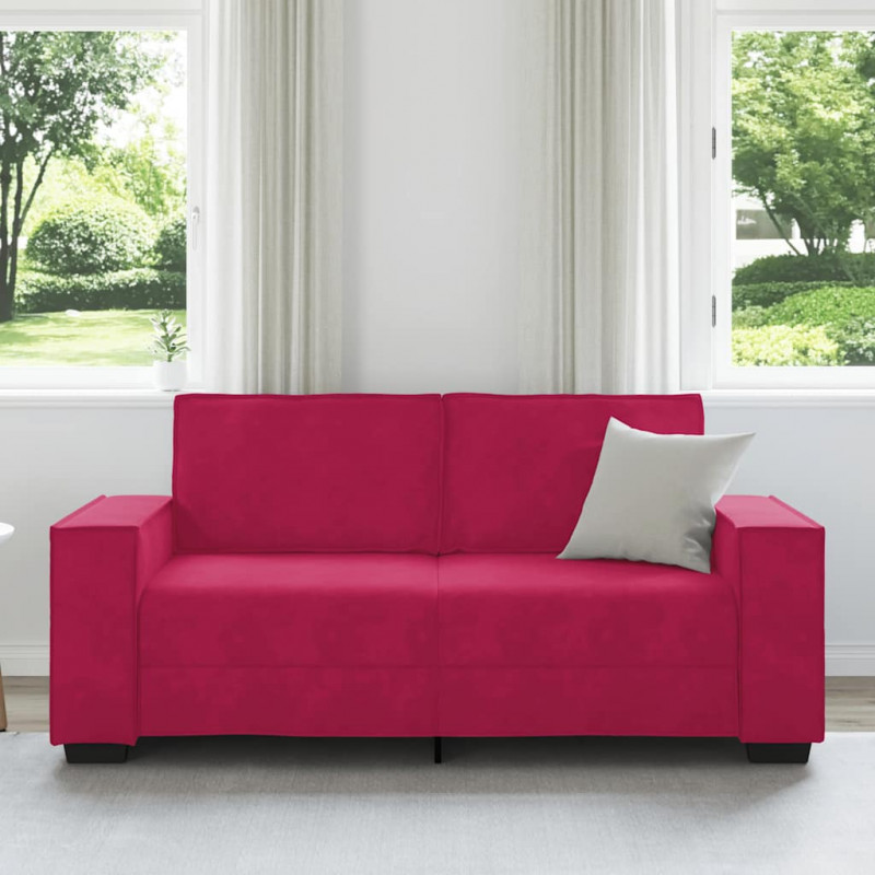 Sofa 2-osobowa, winna czerwień, 180x78x84 cm, tapicerowana aksamitem