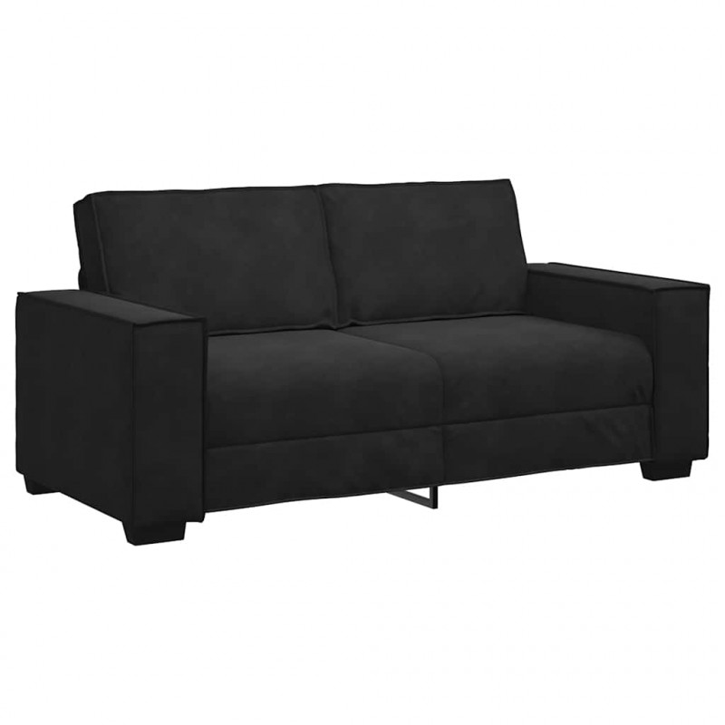 Sofa 2-osobowa, czarna, 180x78x84 cm, tapicerowana aksamitem