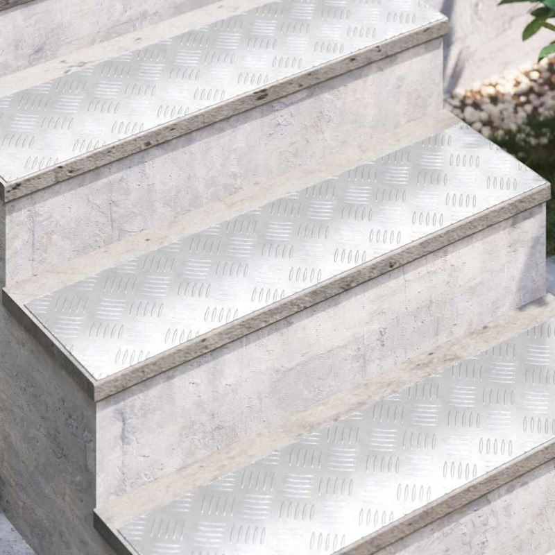 Stopień Prostokątny 4 pcs Srebrny 80 x 20 cm Aluminium