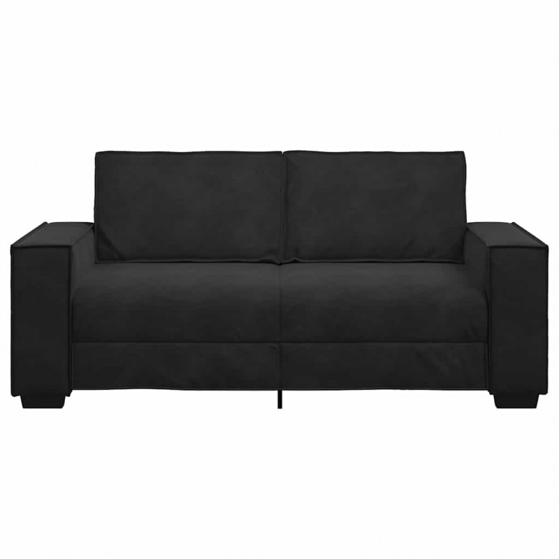Sofa 2-osobowa, czarna, 180x78x84 cm, tapicerowana aksamitem