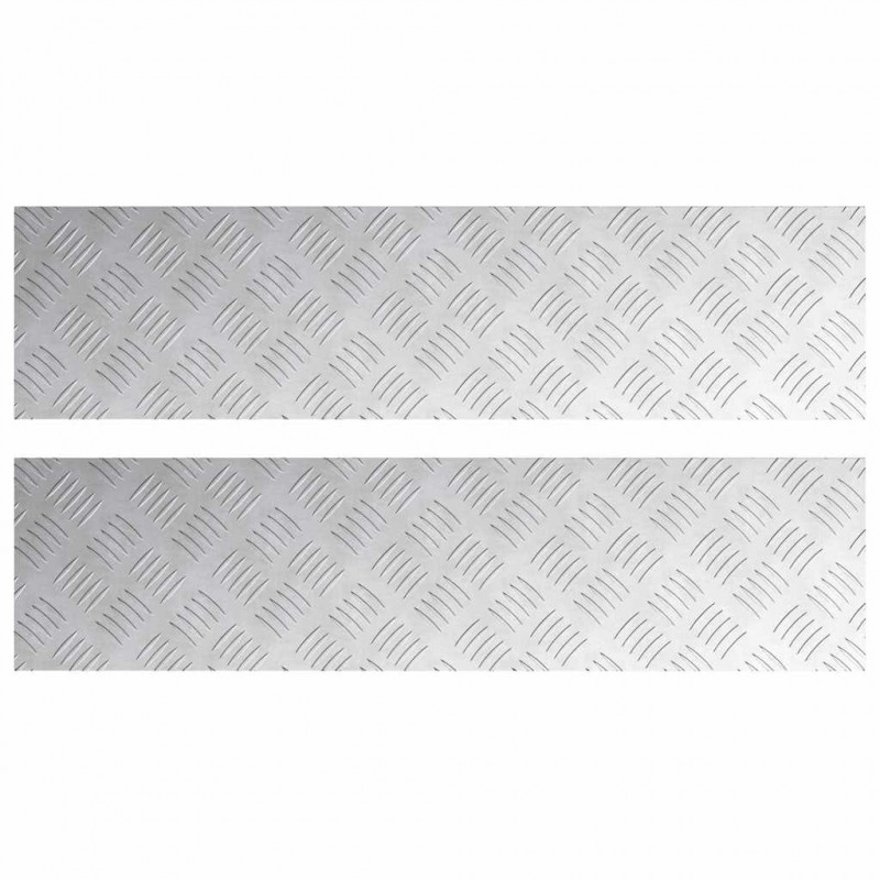 Stopień Prostokątny 2 pcs Srebrny 80 x 20 cm Aluminium