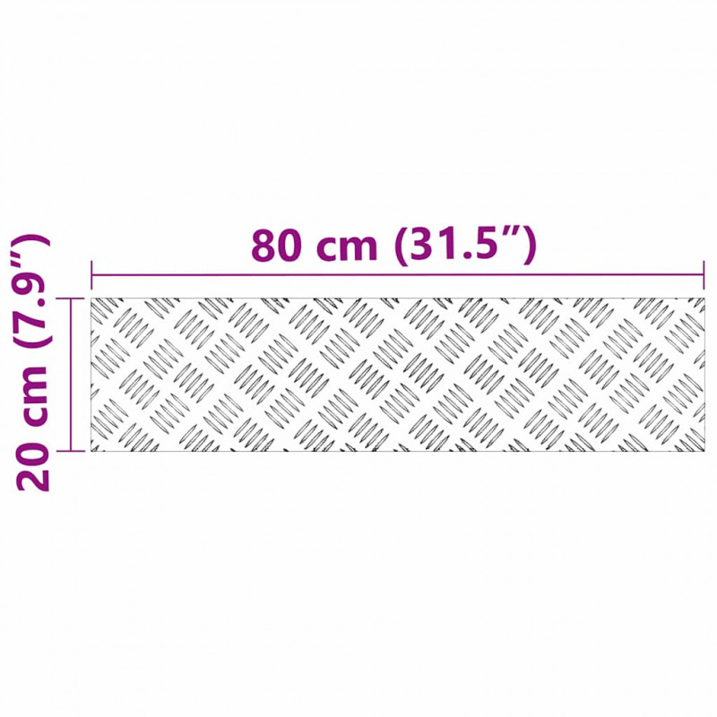 Stopień Prostokątny 2 pcs Srebrny 80 x 20 cm Aluminium