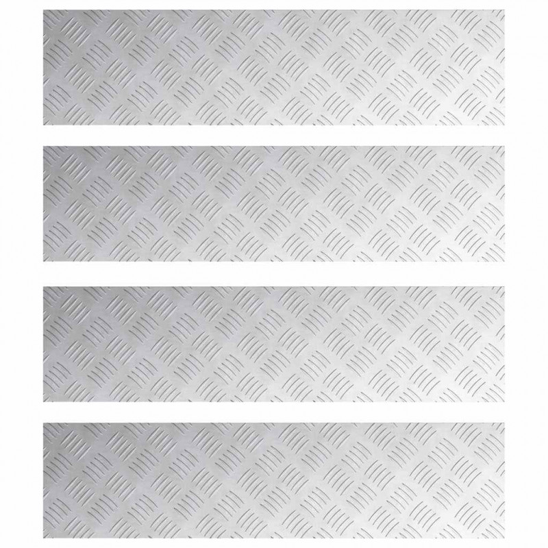 Stopień Prostokątny 4 pcs Srebrny 80 x 20 cm Aluminium