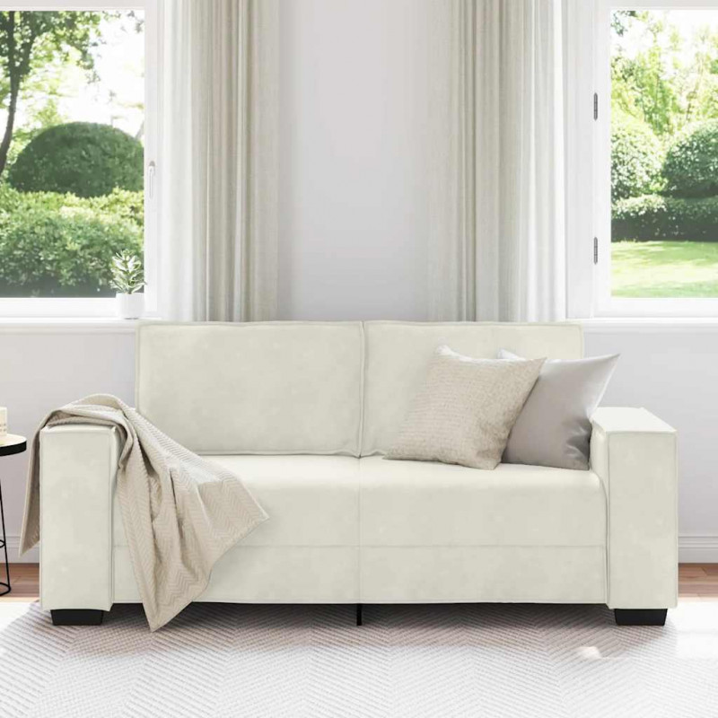 Sofa 2-osobowa, kremowy, 180x78x84 cm, tapicerowana aksamitem