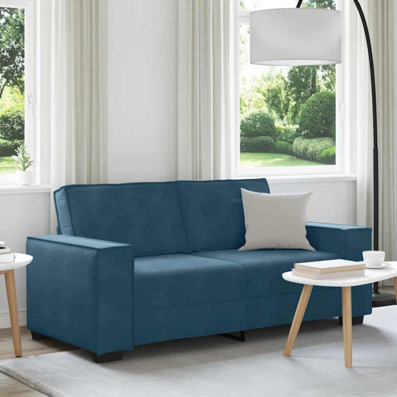 Sofa 2-osobowa, niebieski, 180x78x84 cm, tapicerowana aksamitem