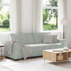 Sofa 3-osobowa, jasnoszara, 220x78x84 cm, tapicerowana aksamitem