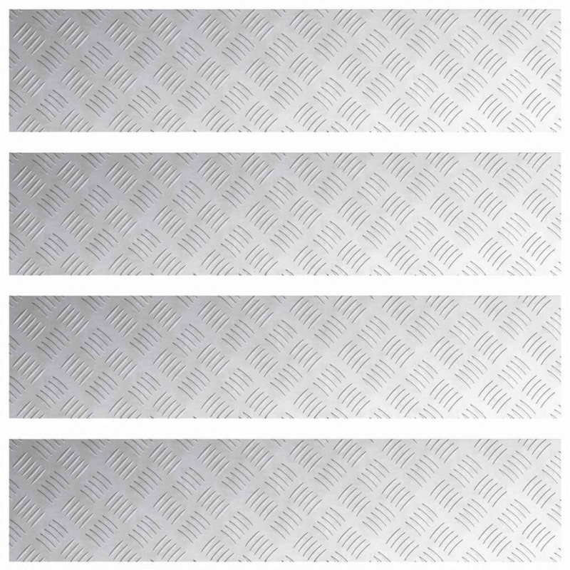 Stopień Prostokątny 4 pcs Srebrny 90 x 20 cm Aluminium