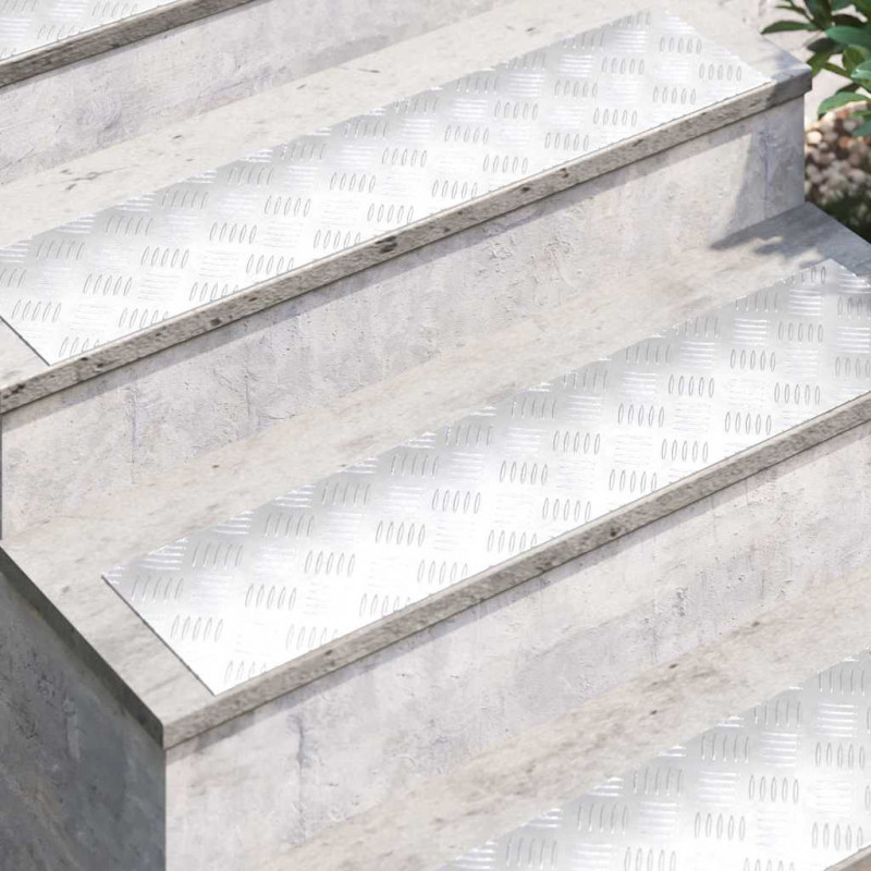 Stopień Prostokątny 4 pcs Srebrny 90 x 20 cm Aluminium