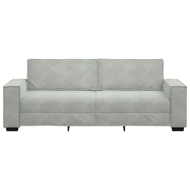 Sofa 3-osobowa, jasnoszara, 220x78x84 cm, tapicerowana aksamitem