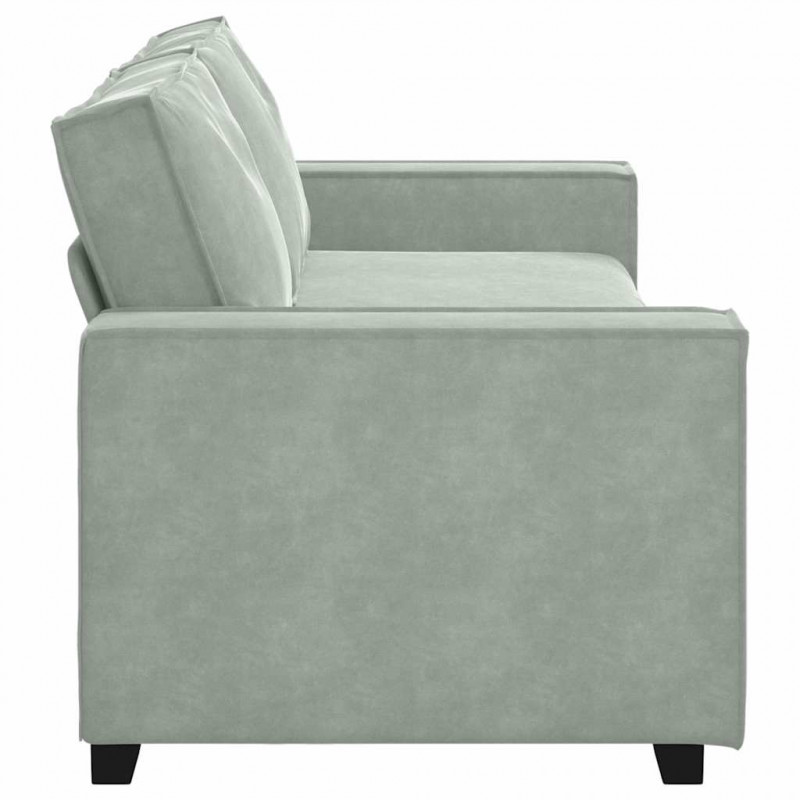 Sofa 3-osobowa, jasnoszara, 220x78x84 cm, tapicerowana aksamitem