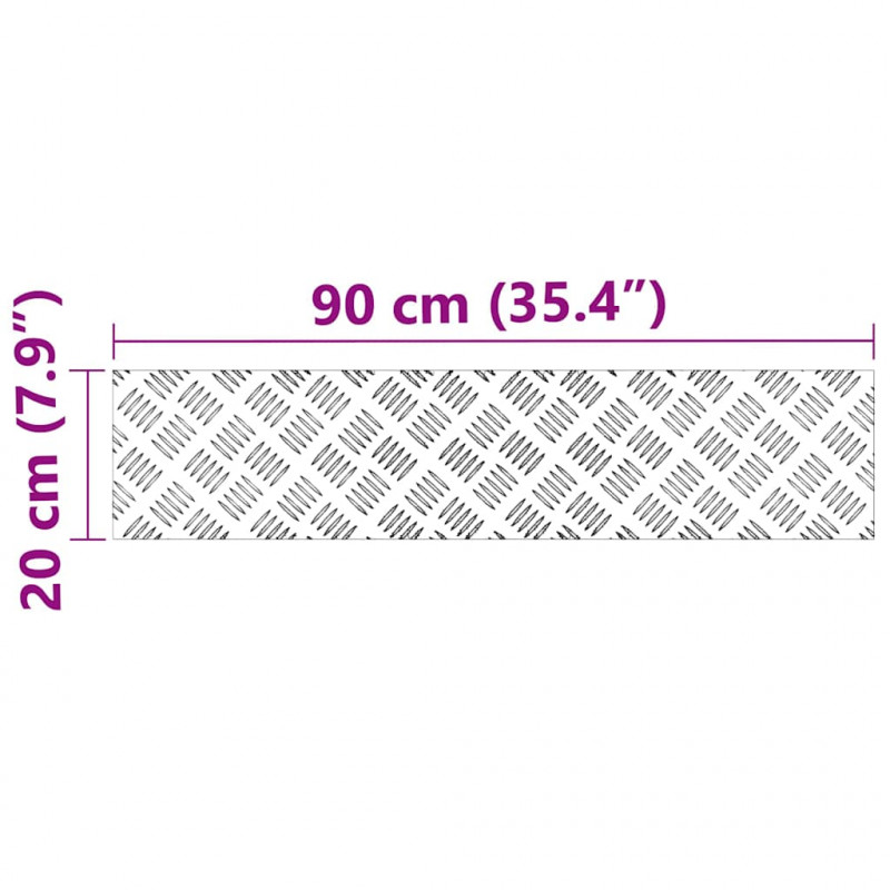 Stopień Prostokątny 4 pcs Srebrny 90 x 20 cm Aluminium