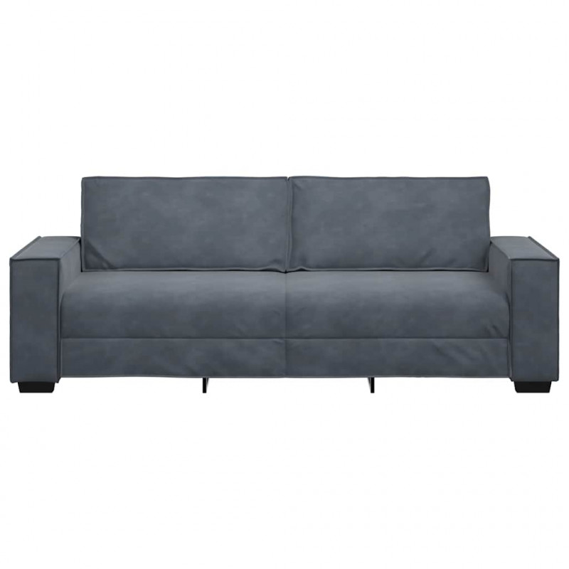 Sofa 3-osobowa, ciemnoszara, 220x78x84 cm, obita aksamitem