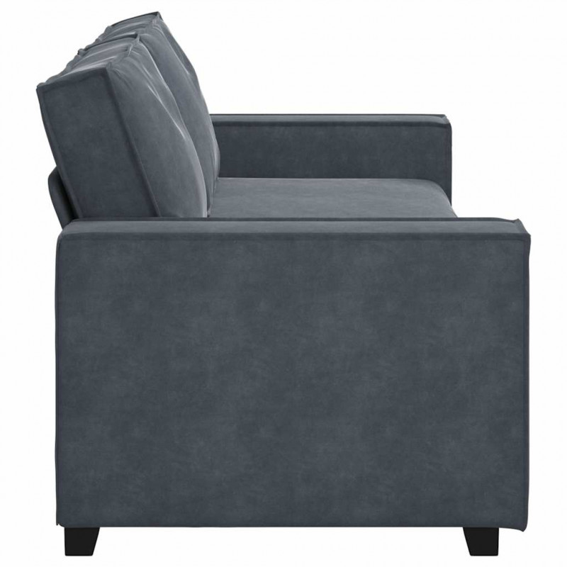 Sofa 3-osobowa, ciemnoszara, 220x78x84 cm, obita aksamitem