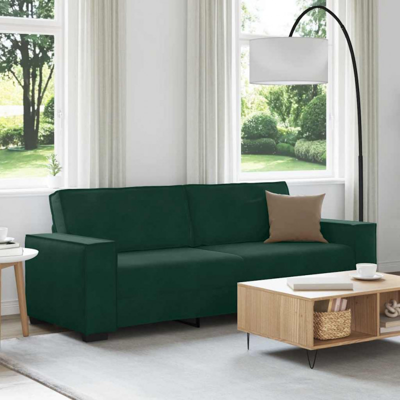 Sofa 3-osobowa, ciemnozielony, 220x78x84 cm, obita aksamitem