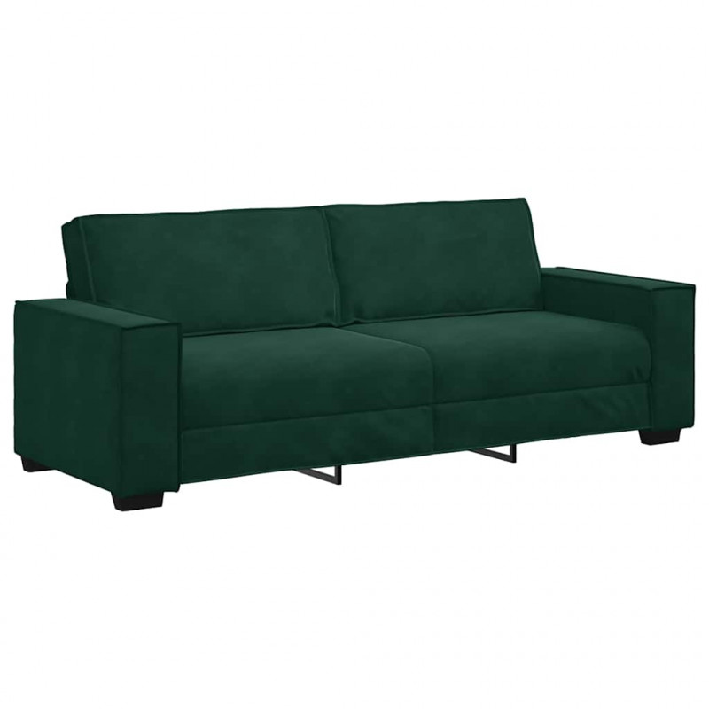 Sofa 3-osobowa, ciemnozielony, 220x78x84 cm, obita aksamitem