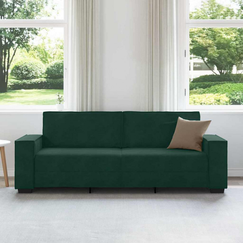 Sofa 3-osobowa, ciemnozielony, 220x78x84 cm, obita aksamitem