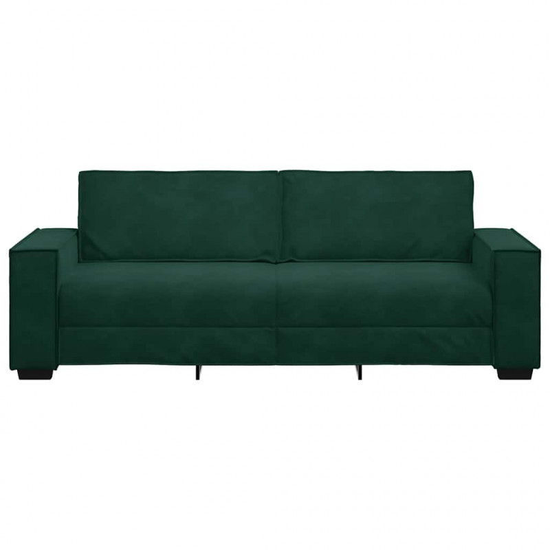 Sofa 3-osobowa, ciemnozielony, 220x78x84 cm, obita aksamitem