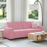 Sofa 3-osobowa, różowa, 220x78x84 cm, obita aksamitem