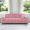 Sofa 3-osobowa, różowa, 220x78x84 cm, obita aksamitem