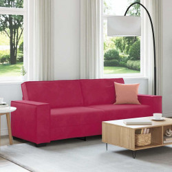 Sofa 3-osobowa, winna czerwień, 220x78x84 cm, obita aksamitem