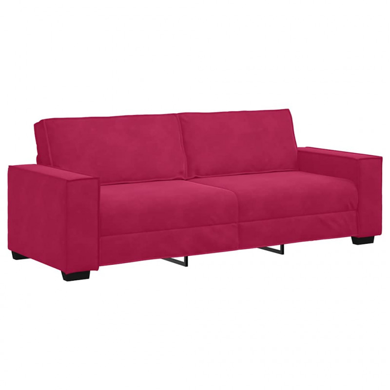 Sofa 3-osobowa, winna czerwień, 220x78x84 cm, obita aksamitem