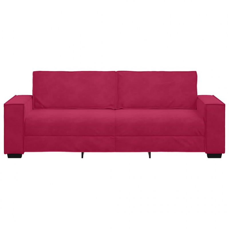 Sofa 3-osobowa, winna czerwień, 220x78x84 cm, obita aksamitem