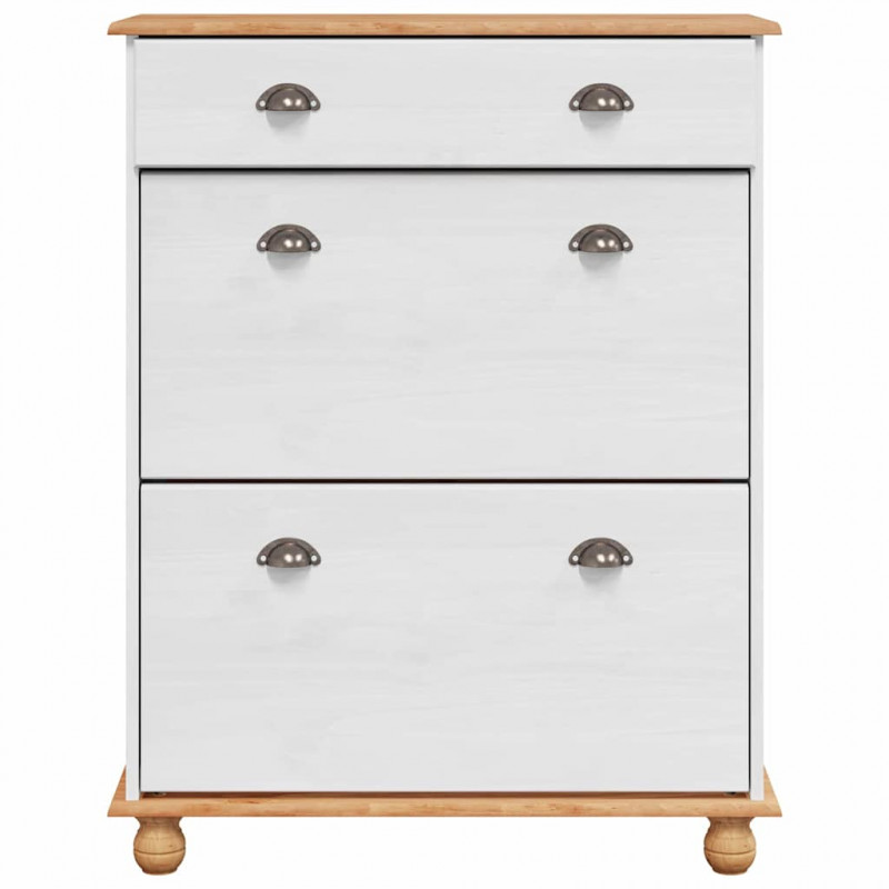 Szafka na buty ASKIM Biały 85 x 35 x 108 cm Lite drewno sosnowe