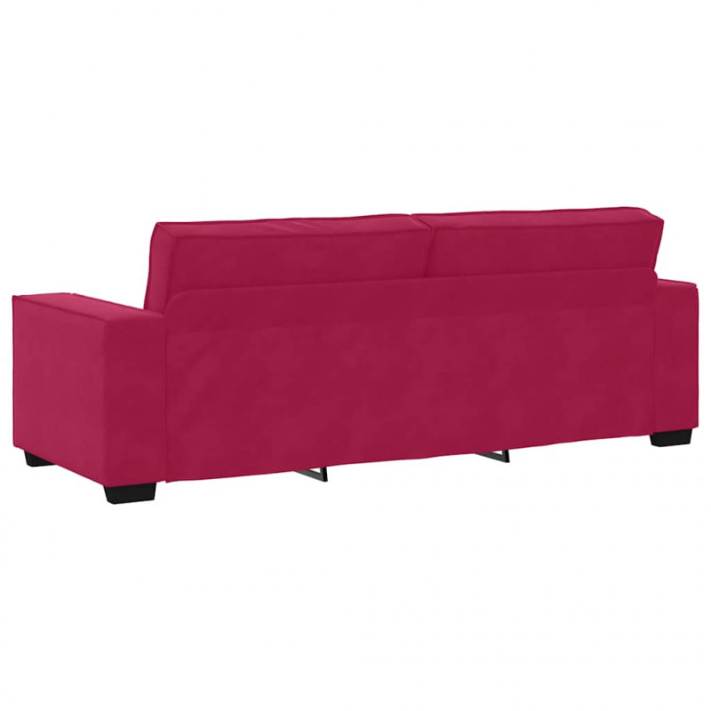 Sofa 3-osobowa, winna czerwień, 220x78x84 cm, obita aksamitem