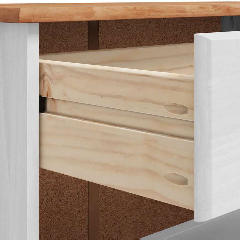 Szafka na buty ASKIM Biały 85 x 35 x 108 cm Lite drewno sosnowe